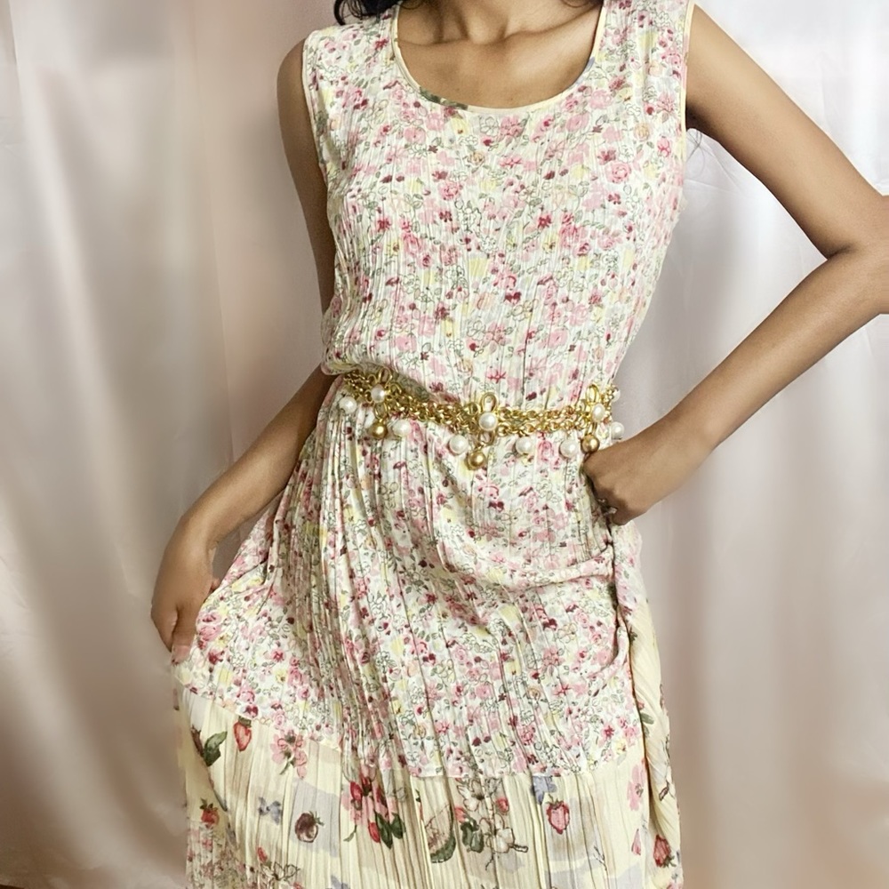 Vintage 80s prairie Floral slip Maxi Dress Sz M